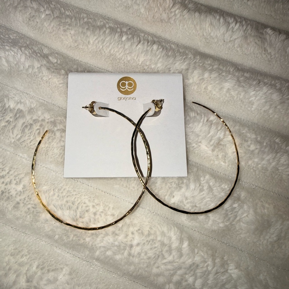 NWT  Gorjana Textured Gold  Hoop Earrings
